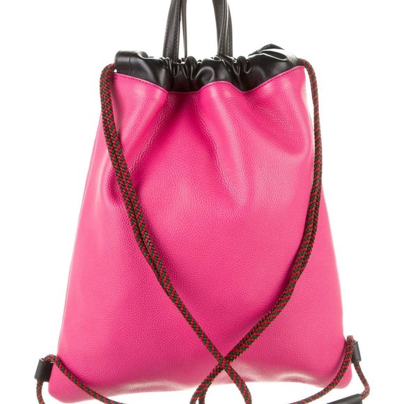 Gucci 2018 Leather Drawstring Backpack in Pink NEW W DUSTBAG - Picture 6 of 12